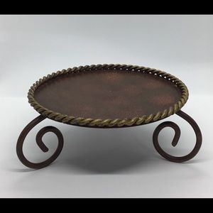Candle Holder/Stand Braided Flat Bronze/Gold Metal